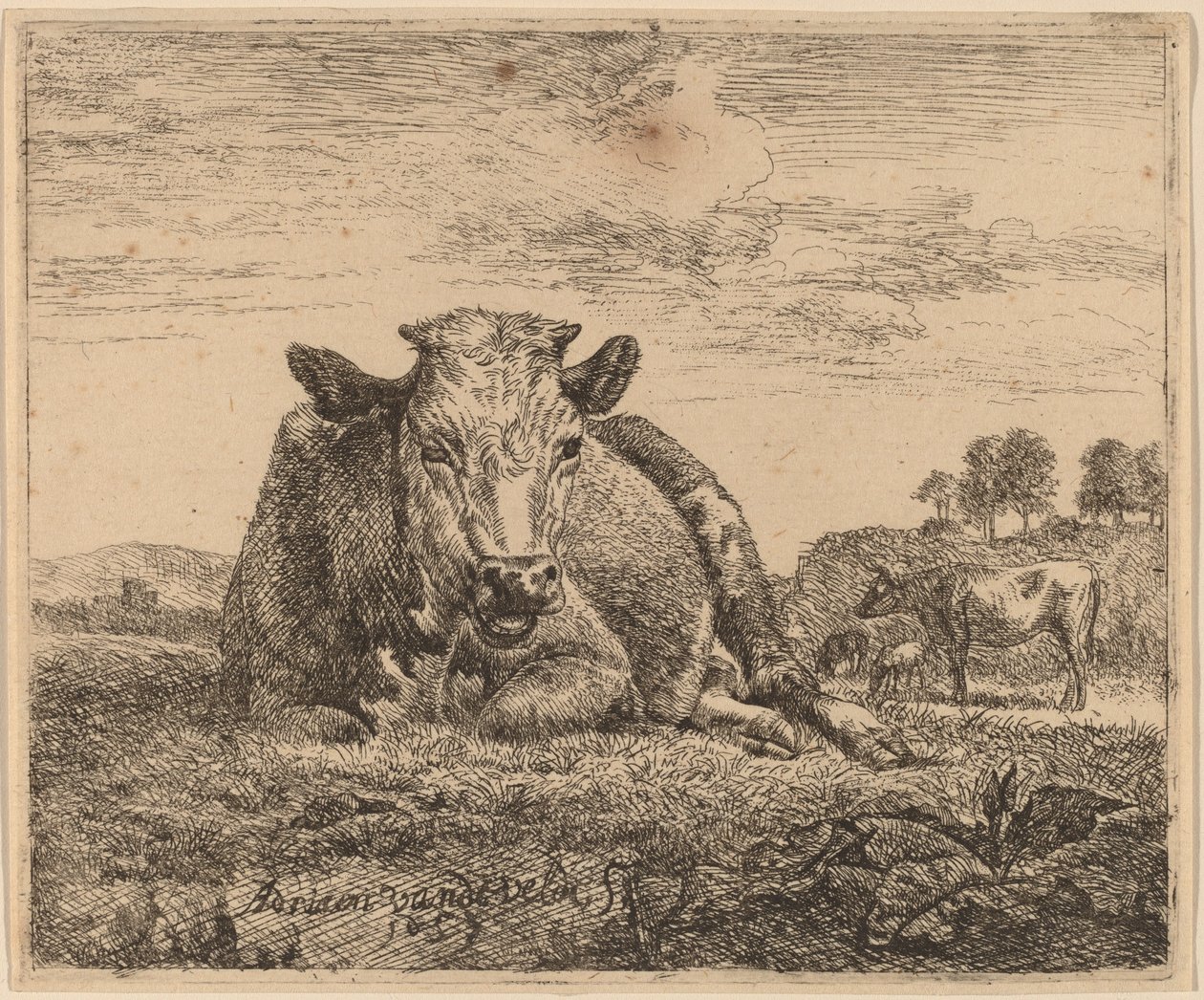 Liggande ko av Adriaen van de Velde