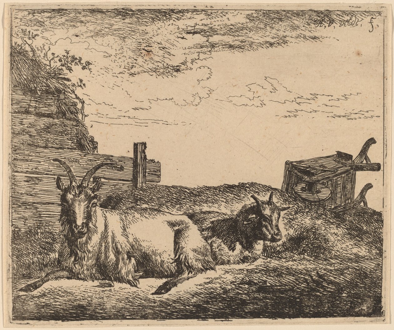 Liggande getter av Adriaen van de Velde