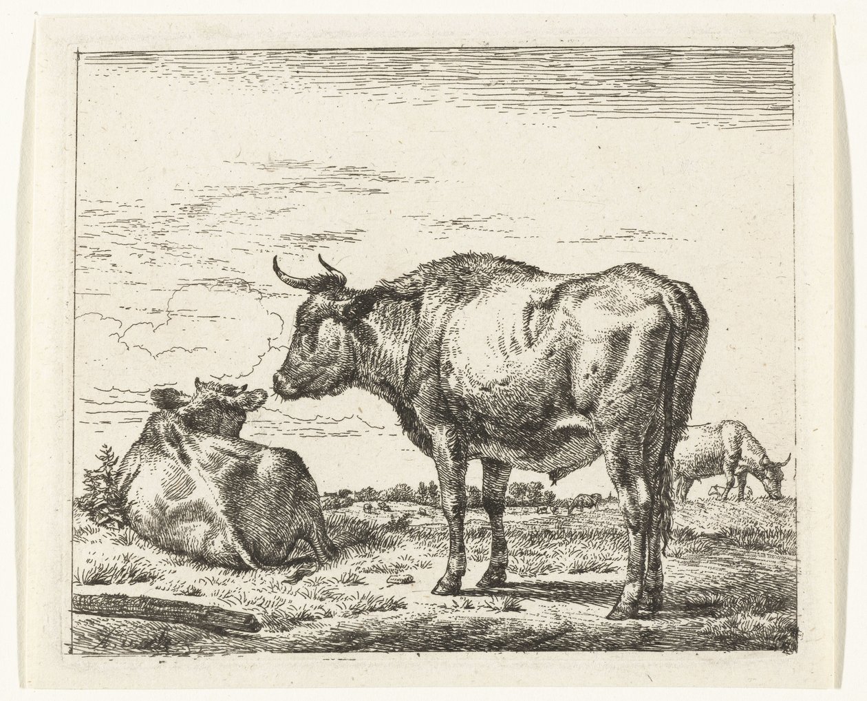 stående tjur Olika djur (serietitel) av Adriaen van de Velde