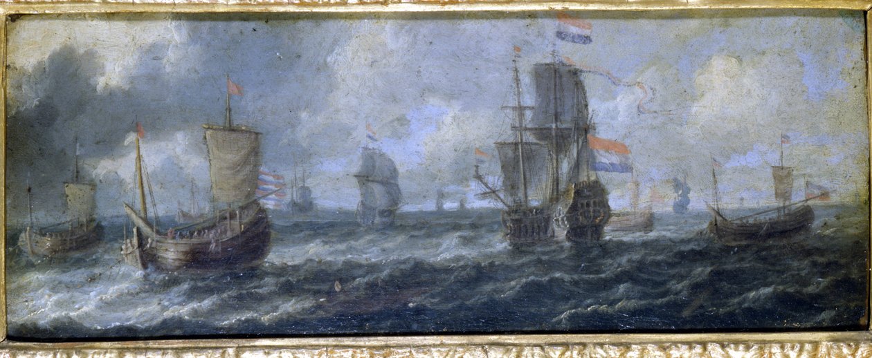 Den holländska flottan. Oljemålning av A. van de Velde. 1600-talet. Museo del Castello de Milan av Adriaen van de Velde