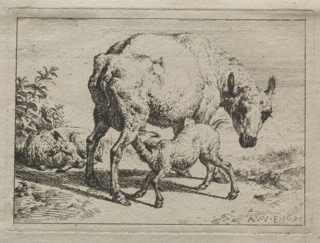 Tackan och två lamm, 1670. av Adriaen van de Velde