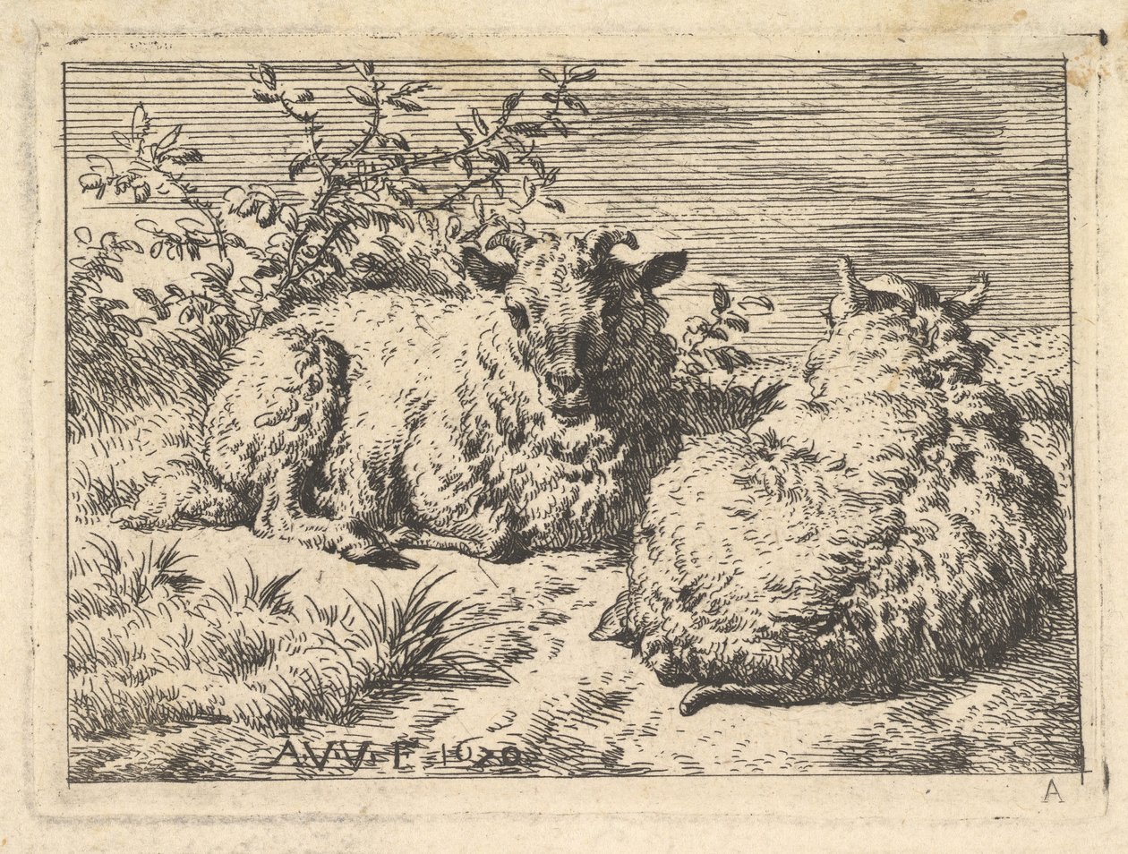 Två liggande får, 1670. av Adriaen van de Velde