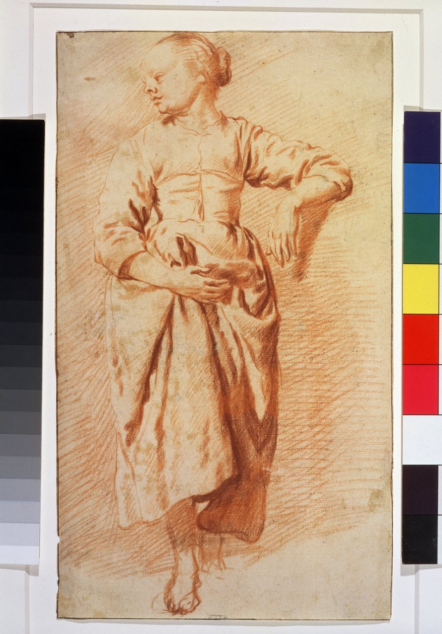 Kvinna i bondklänning. 1670-1675 (krita) av Adriaen van de Velde