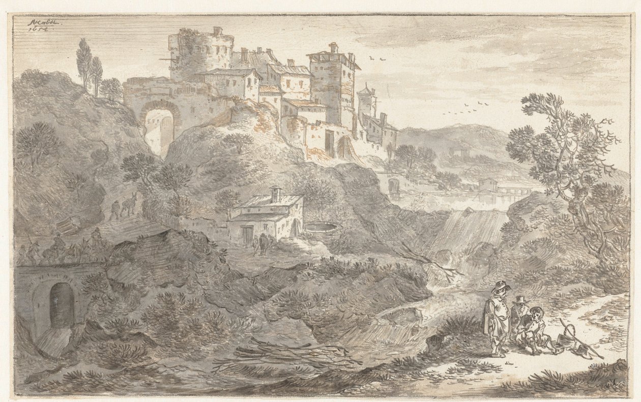 Italienskt landskap av Adriaen van der Cabel