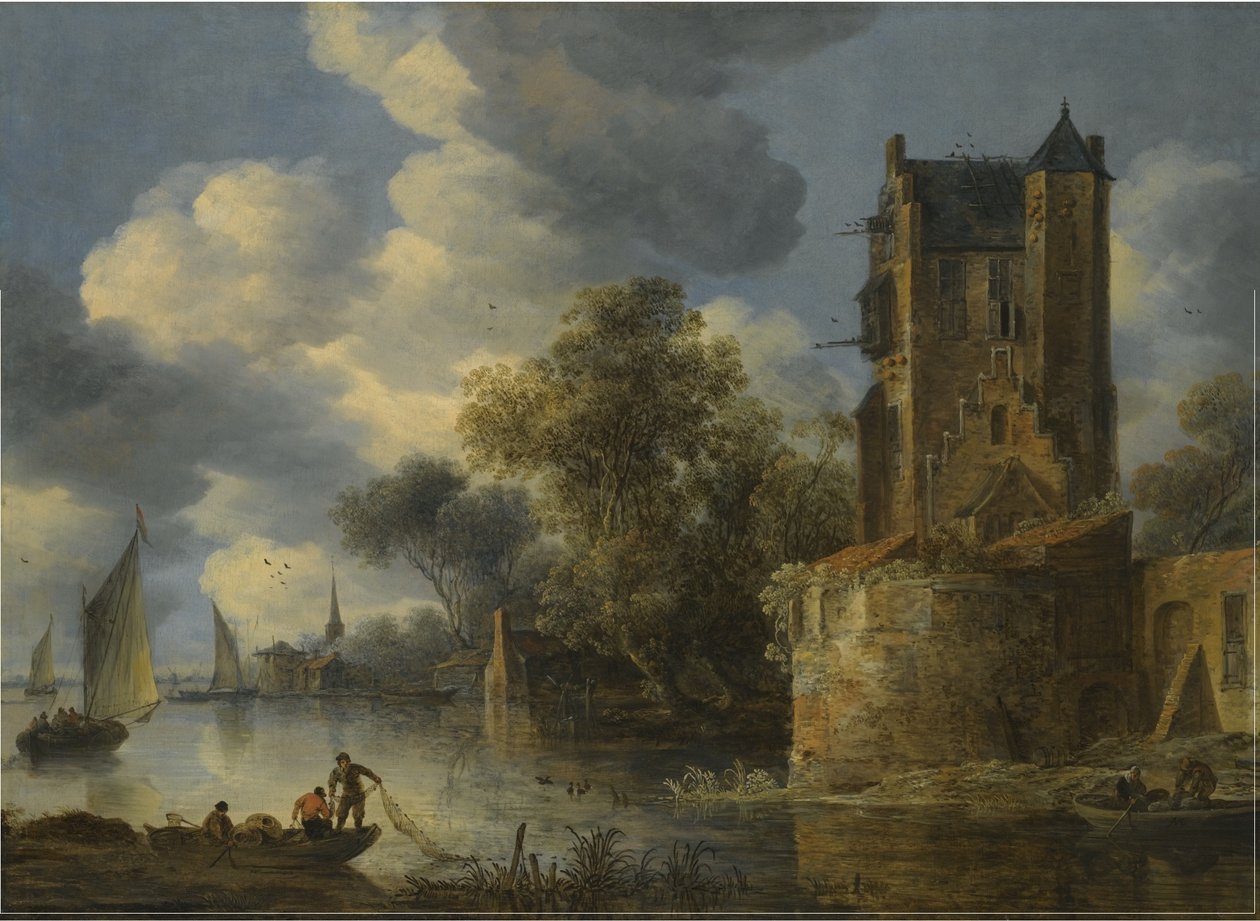 Flodlandskap med en bastion av Adriaen van der Cabel