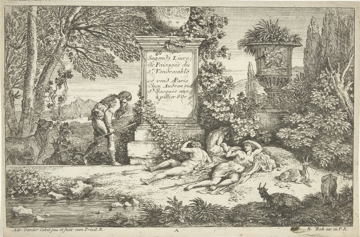 Sovande herdinnor Landscapes, serie 1 (serietitel) av Adriaen van der Kabel