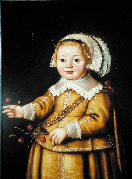 Porträtt av Anne Gibson som ett barn (olja på panel) av Adriaen van der Linde