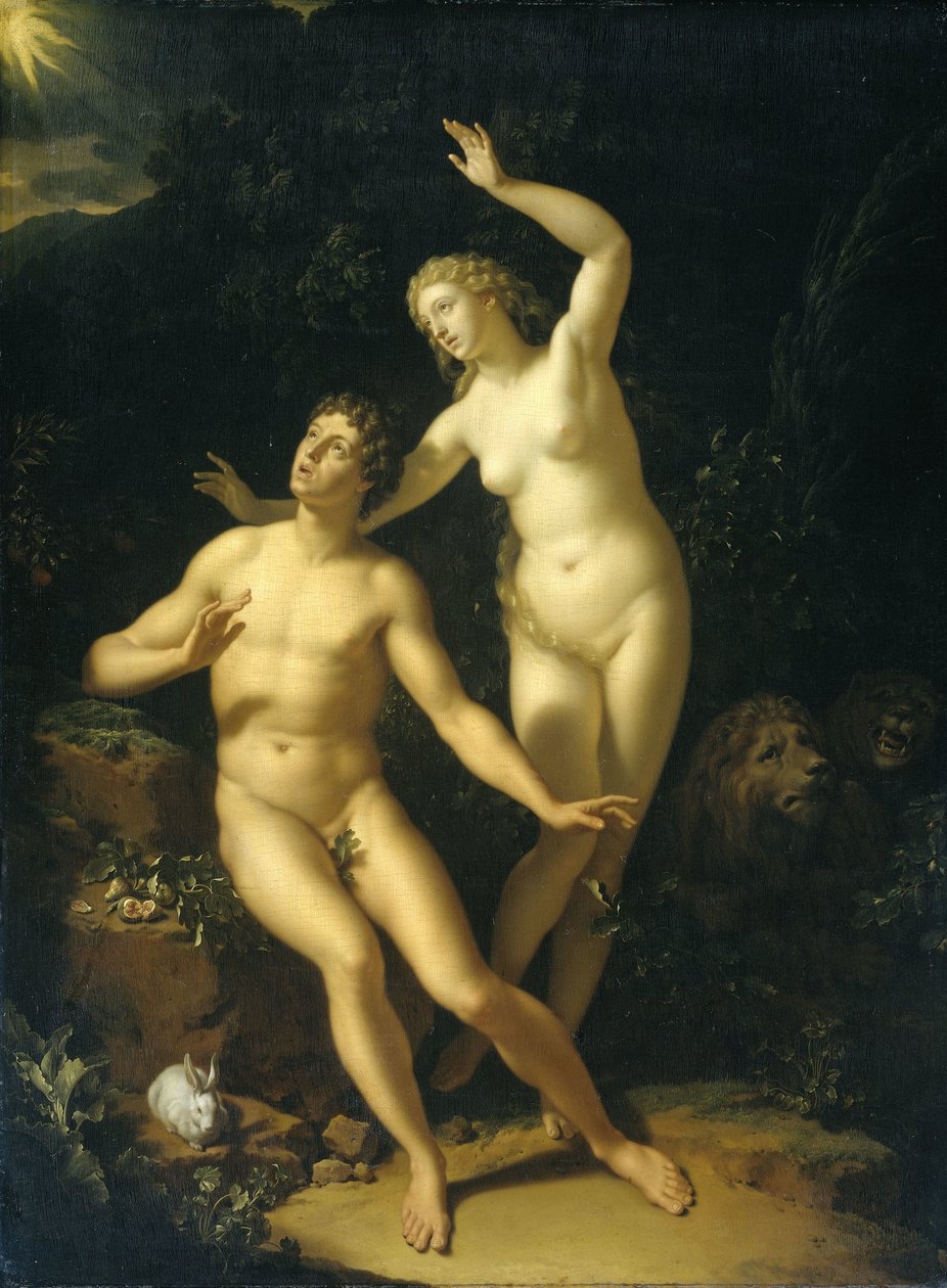 Gud håller Adam och Eva ansvariga av Adriaen van der Werff
