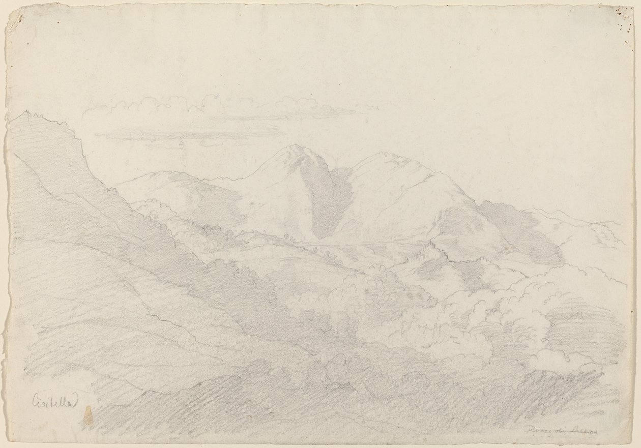Sabine Hills och Rocca Santo Stefano sett från Civitella av Adrian Ludwig Richter