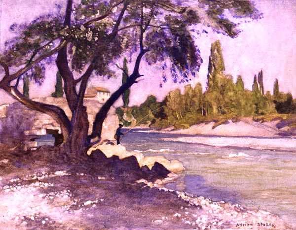 Durance vid Sisteron, Frankrike (akvarell på papper) av Adrian Scott Stokes