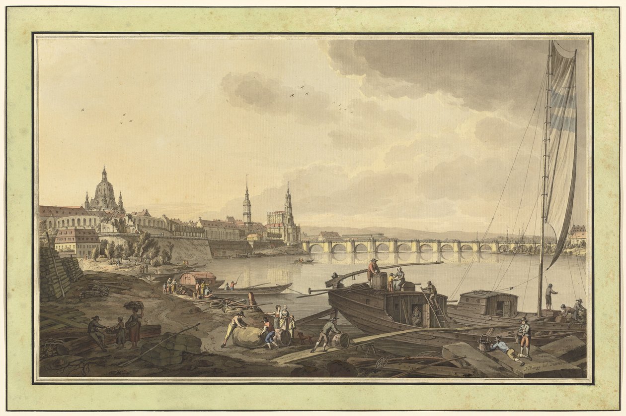 Dresden från floden Elbe av Adrian Zingg