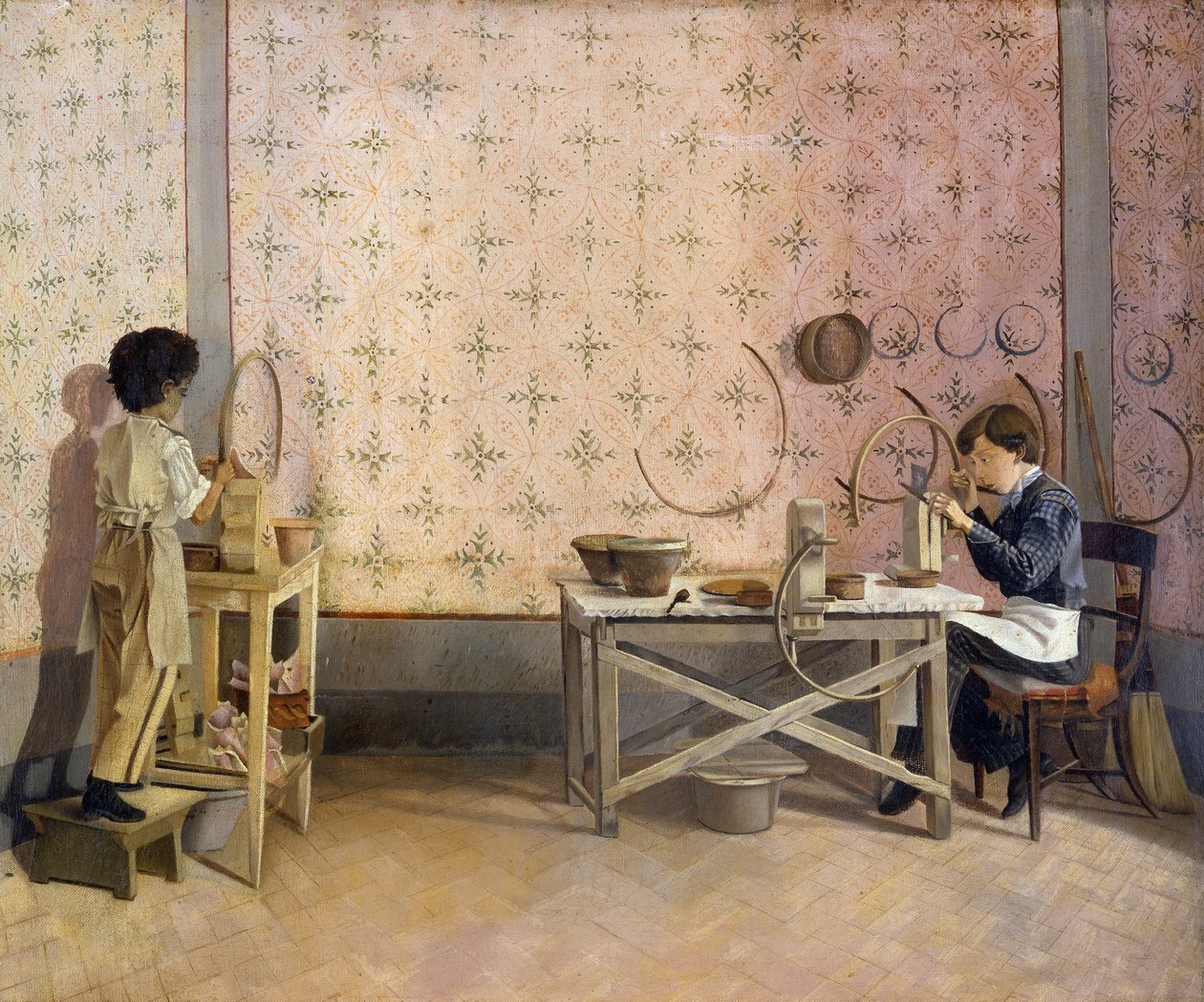 Barn som arbetar i alabaster av Adriano Cecioni