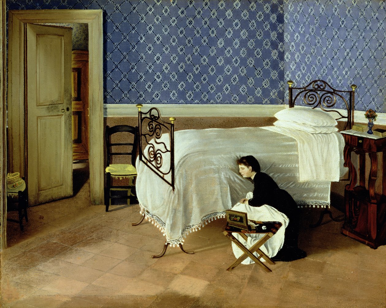 Interiör med figur (olja på duk) av Adriano Cecioni