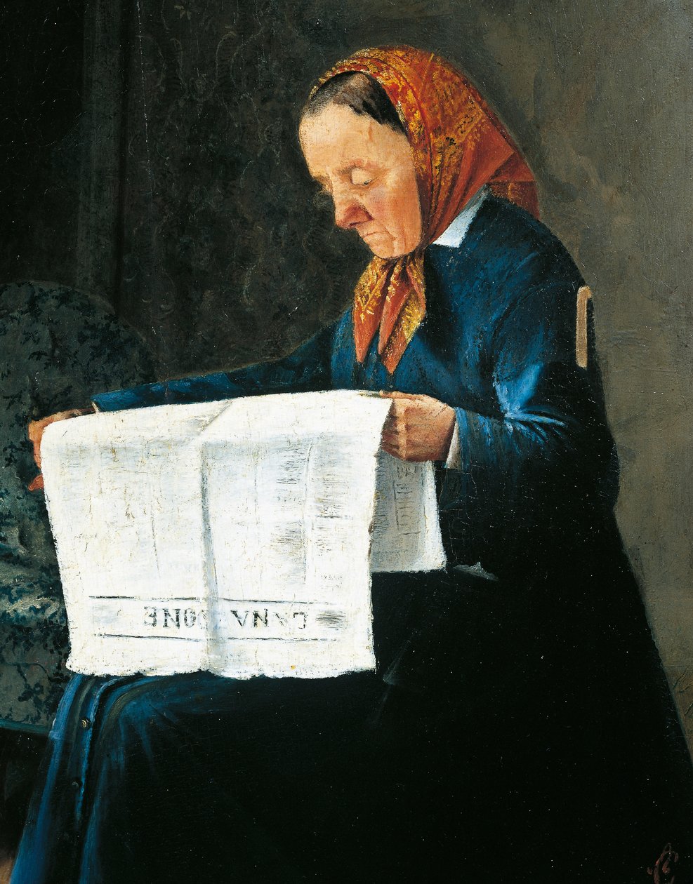 Tidningsläsning, av Adriano Cecioni (1836-1886), olja på papp, 31x23 cm av Adriano Cecioni