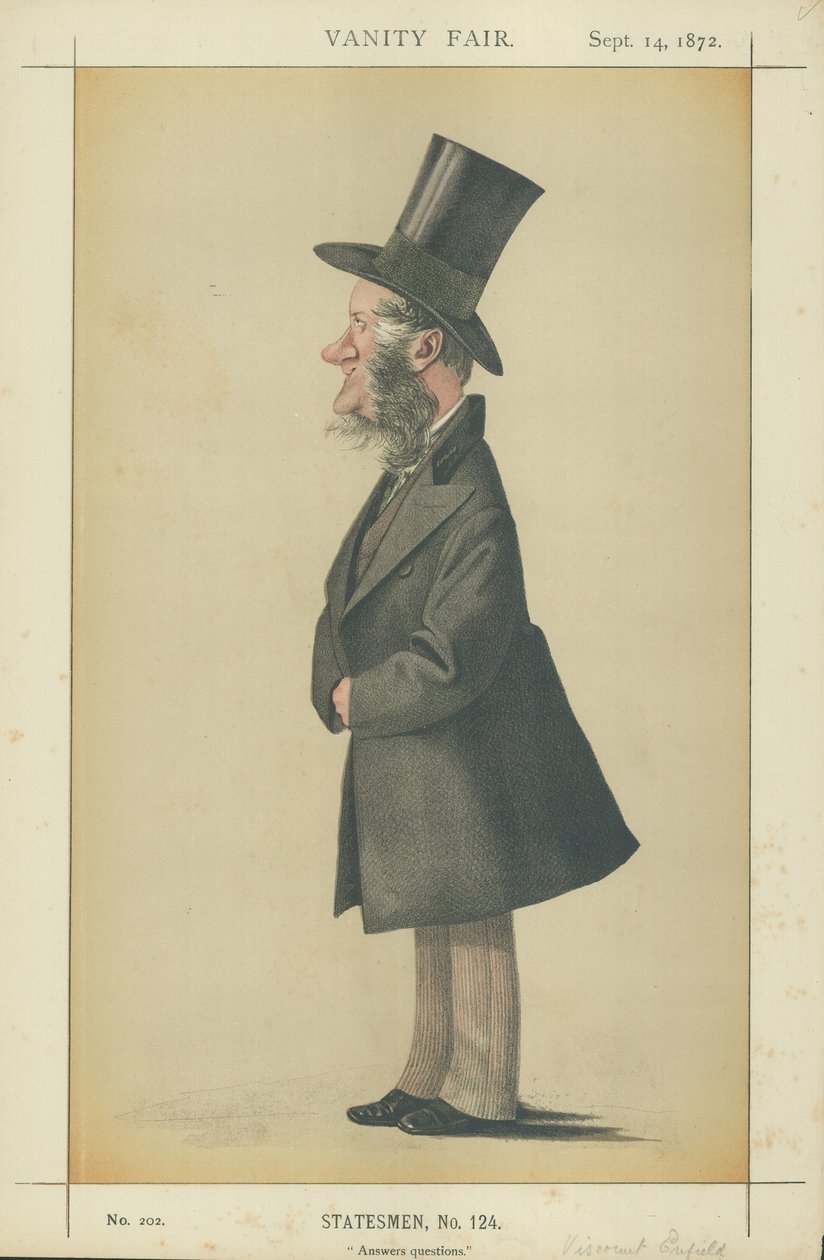 Viscount Enfield (färglitografi) av Adriano Cecioni