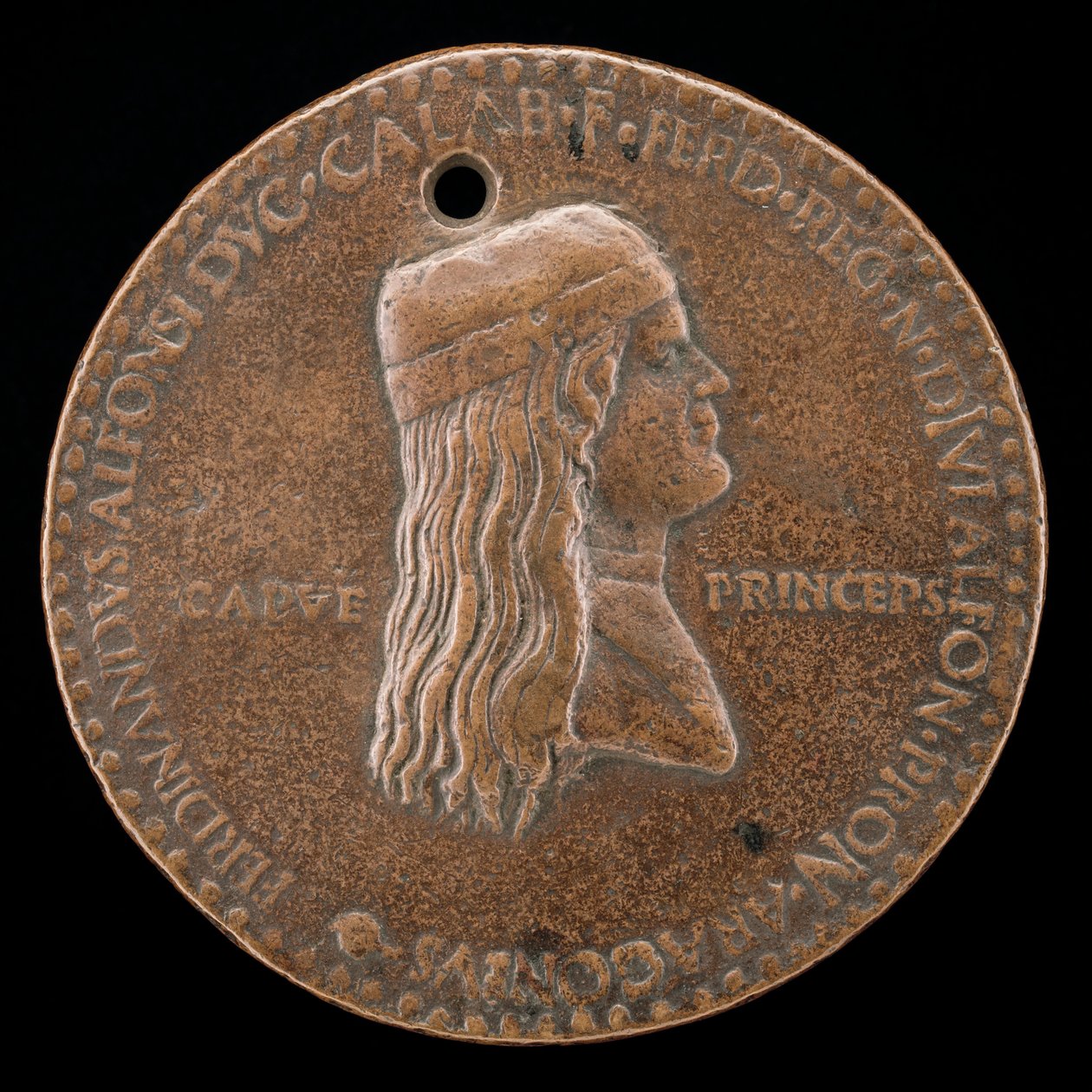 Ferdinand II av Aragon, död 1496, prins av Capua och kung av Neapel 1495 [obv], 1494 eller tidigare. av Adriano Fiorentino
