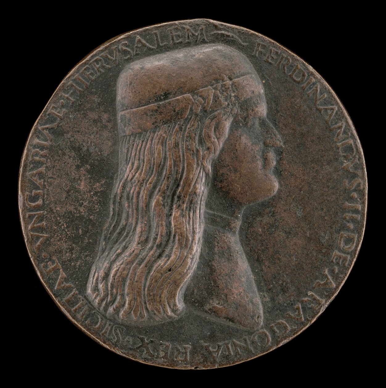 Ferdinand II av Aragon, död 1496, prins av Capua och kung av Neapel 1495 [framsidan], 14951496. av Adriano Fiorentino