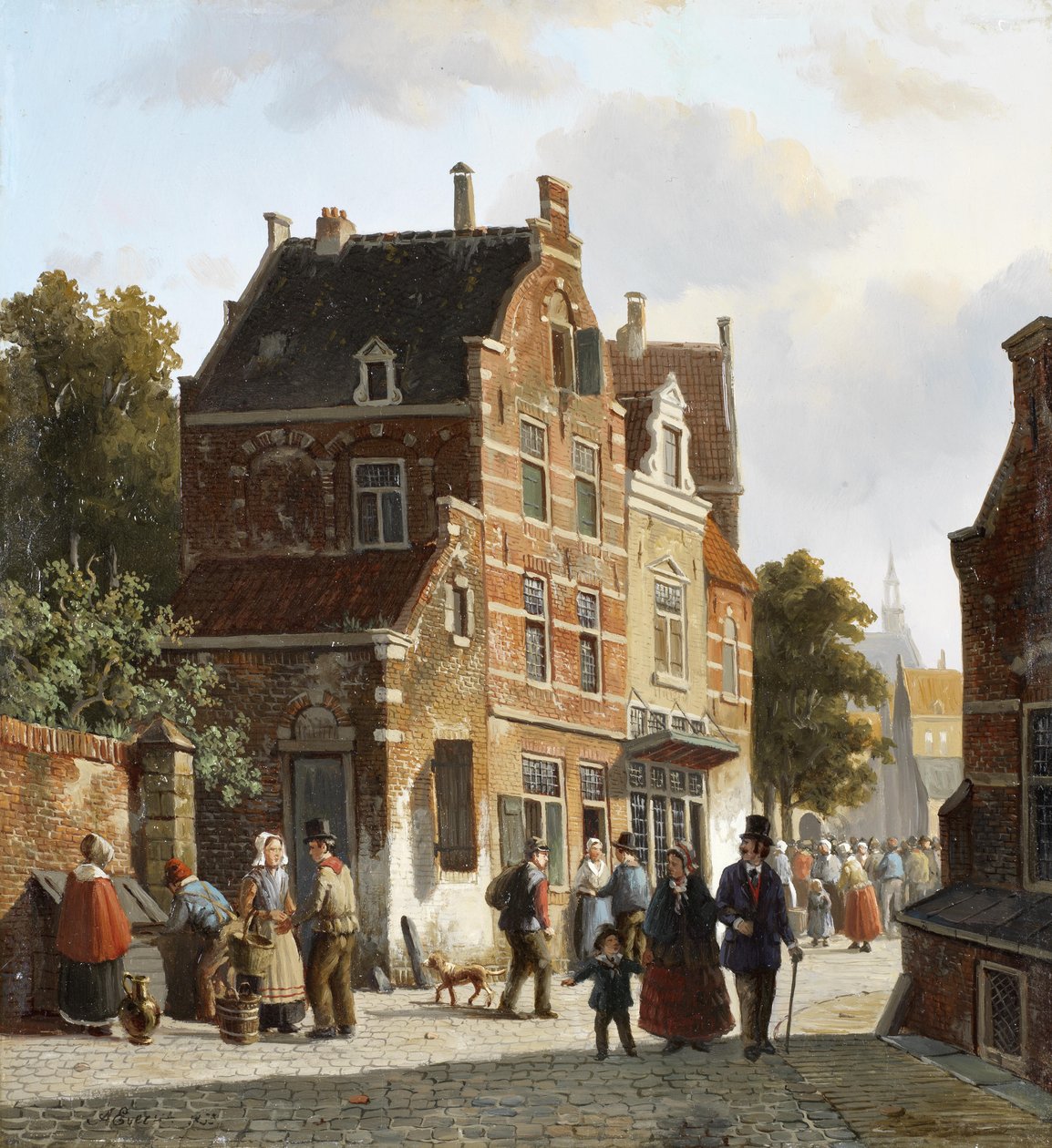 Figurer på en trafikerad gata av Adrianus Eversen
