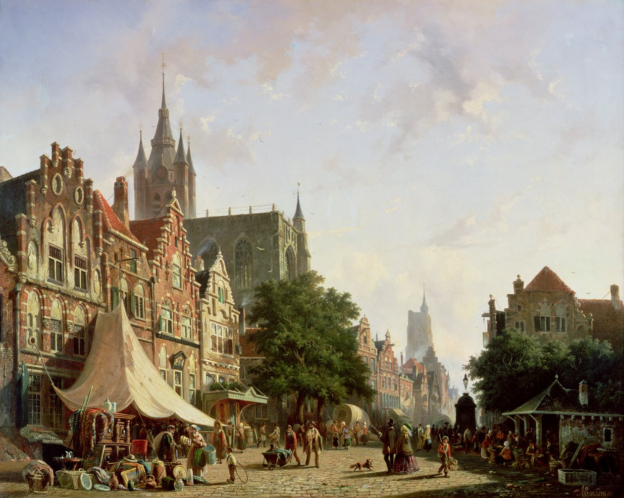 Holländsk gatubild av Adrianus Eversen