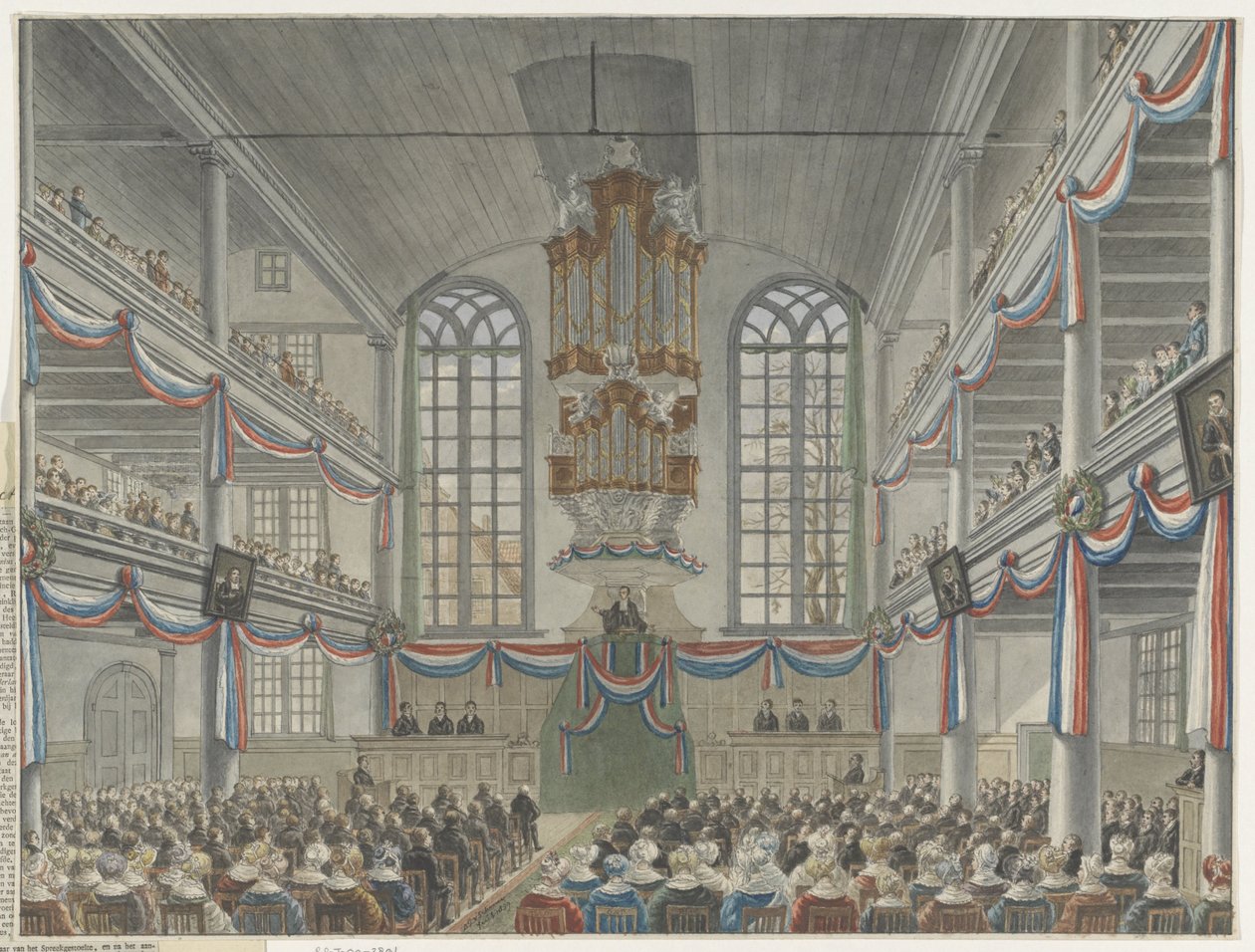 Firande av tvåhundraårsdagen för Remonstrants seminarium, 1834 av Adrianus Gerardus van Schoone