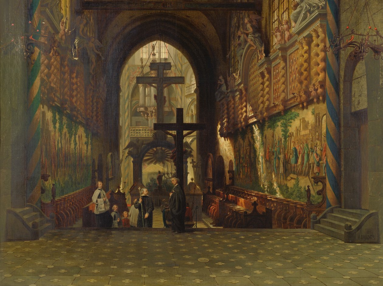 Interiör av kyrkan Saint Gereon i Köln av Adrien Dauzats