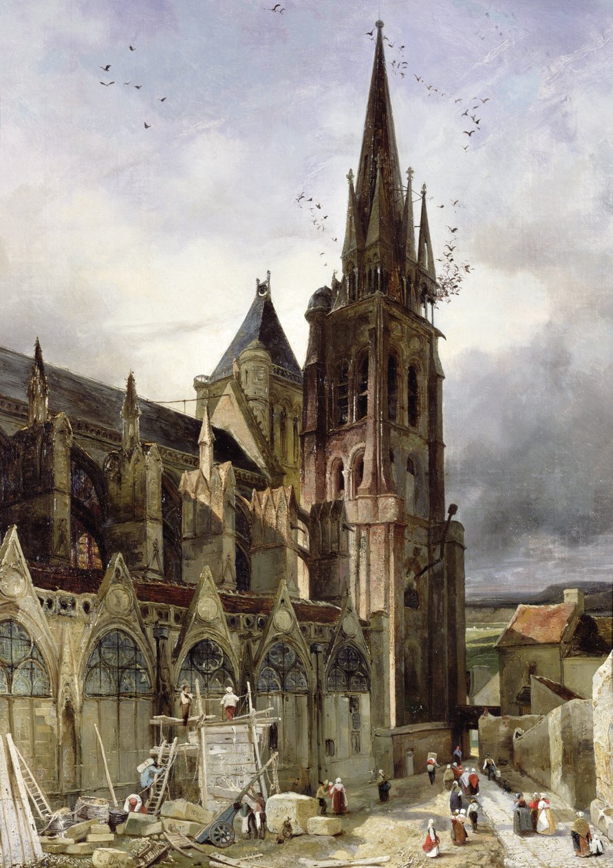 Restaurering av Abbey Church of St. Denis 1833 av Adrien Dauzats