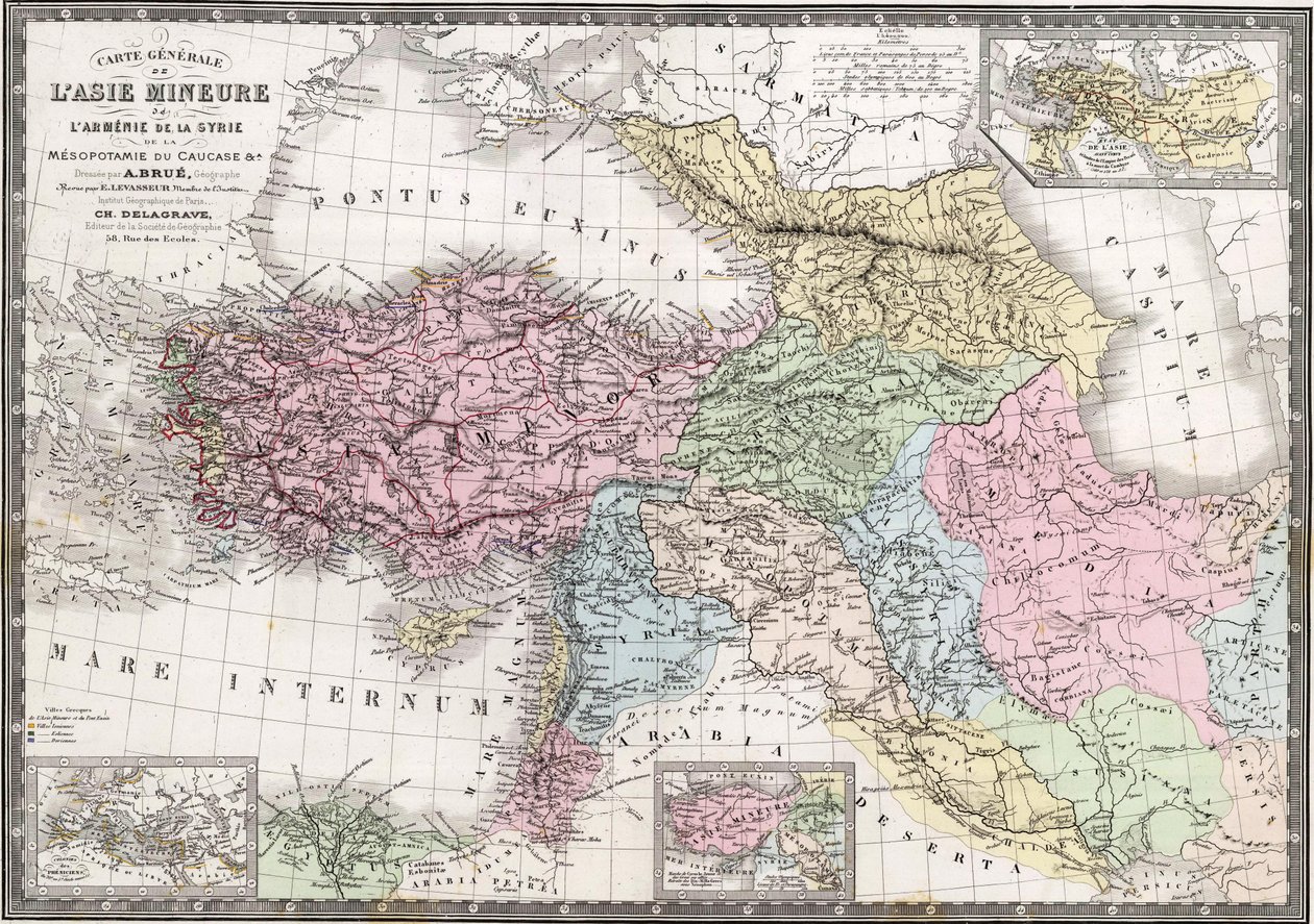 Översiktskarta över Mindre Asien, Armenien, Syrien, Mesopotamien, Kaukasus och A. av Adrien Hubert Brué