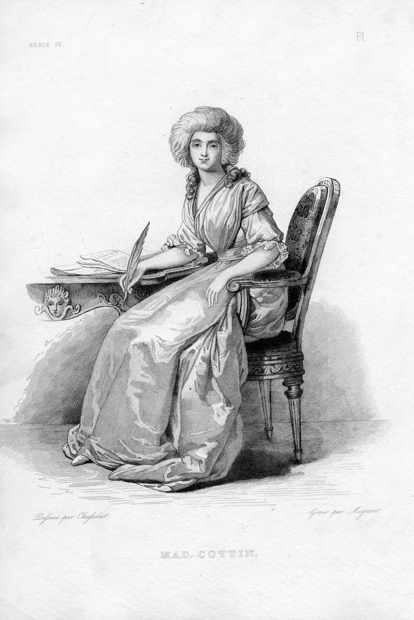 Graverat porträtt av Sophie Cottin (1770-1807) av Adrien Jacques Antoine Migneret
