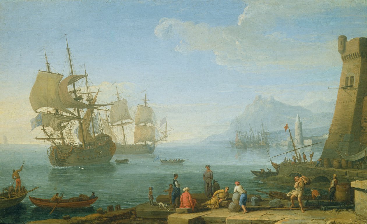 Medelhavet hamn scen av Adrien Manglard