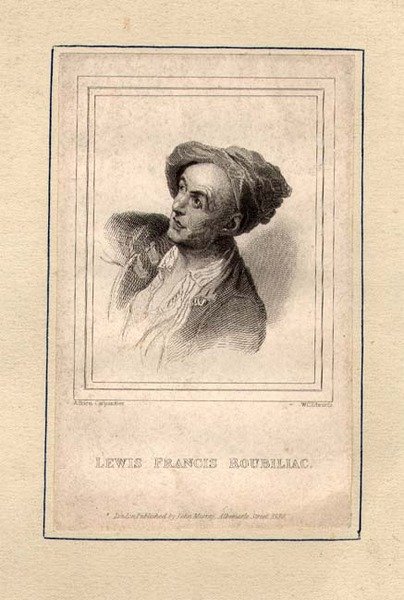 Porträtt av Louis Francois Roubillac (1702-62), graverad av W.C. Edwards av Adrien (after) Carpentiers