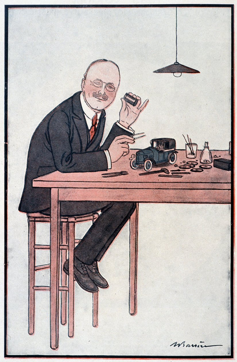 André Citroen, Frankrikes "Ford" - Illustration av Adrien Barrere (1877-1931) i "" Fantasio"" av 1922-10-01 av Adrien Barrere