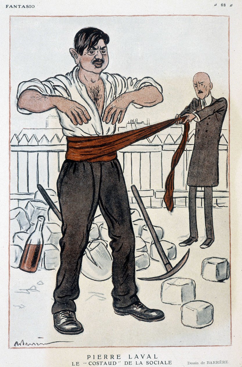 Tecknad av Pierre Laval, den starka sociala - Illustration av Adrien Barrere (1877-1931) i Fantasio från 1925-09-01 av Adrien Barrere