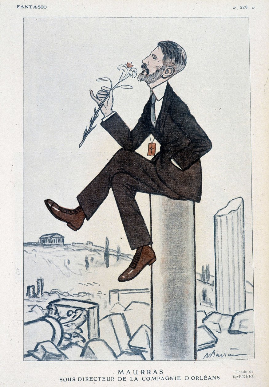 Charles Maurras, fransk politiker och författare (1868-1952), biträdande chef för Orleanskampanjen - Illustration av Adrien Barrere (1877-1931) i "" Fantasio"" av 1923-05-15 av Adrien Barrere