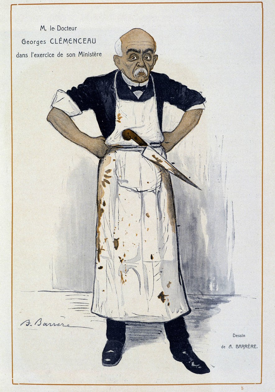 Clémenceau som slaktare - av Barrère, i "" Fantasio"" från 1906-10-01 av Adrien Barrere