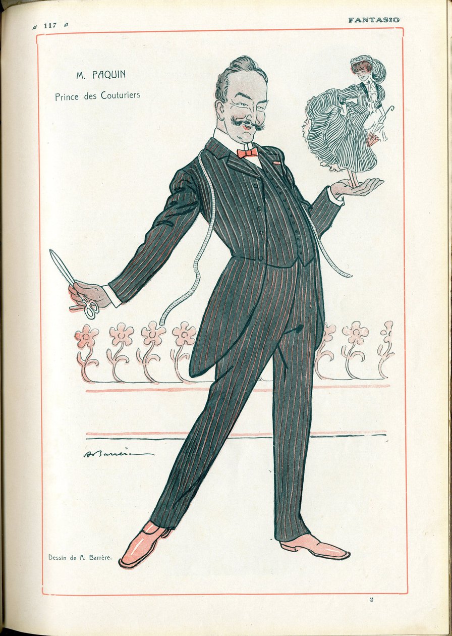 Fantasio, : Metiers, Mode - Tailor Couturier, Paquin, 1907-06-15 (gravyr) av Adrien Barrere