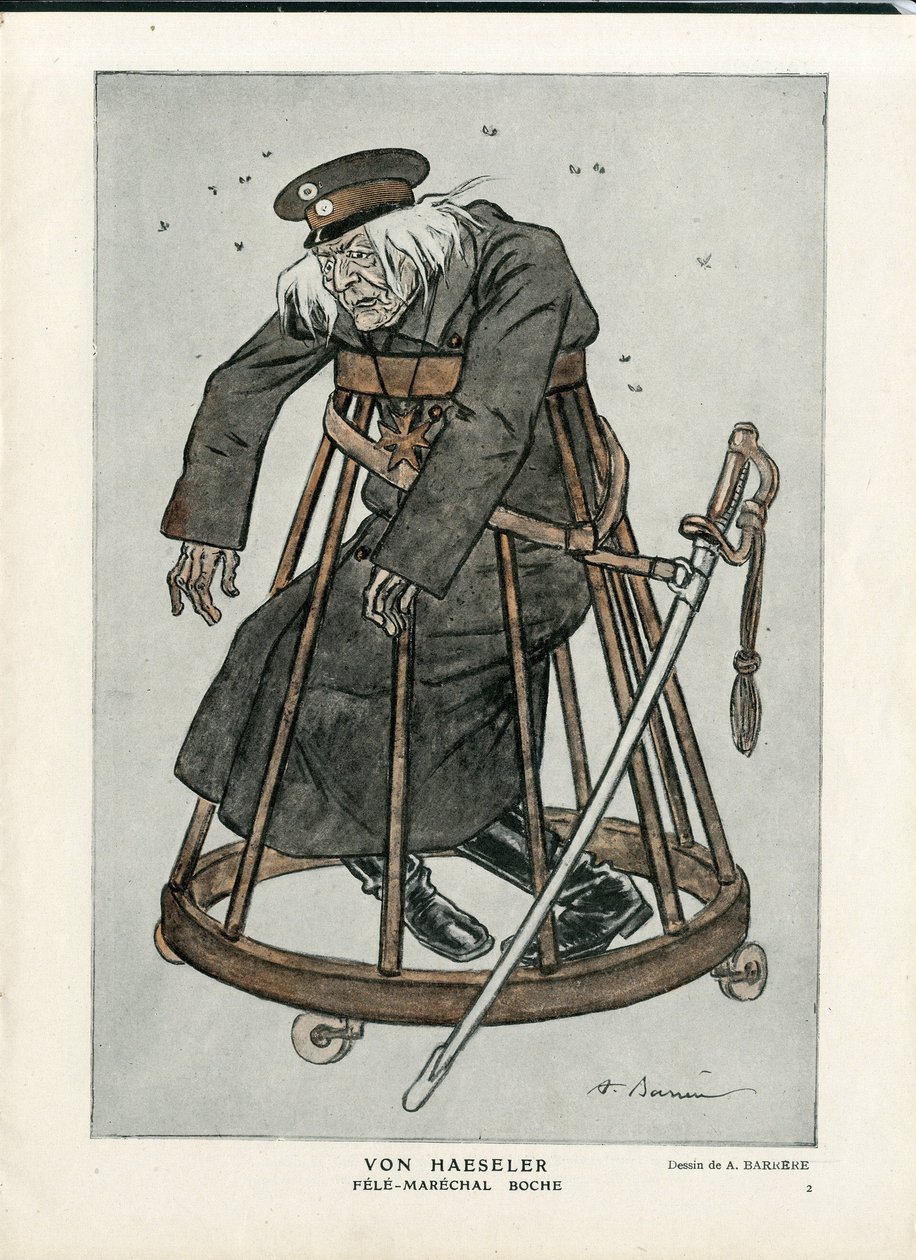 Fantasio, ca. 1916_6_1 - Illustration av A Barrere (1874-1931): War of 14 -18, Tyskland Preussen, Verifieringsdatum - Von Haesler - Senilisering av Adrien Barrere