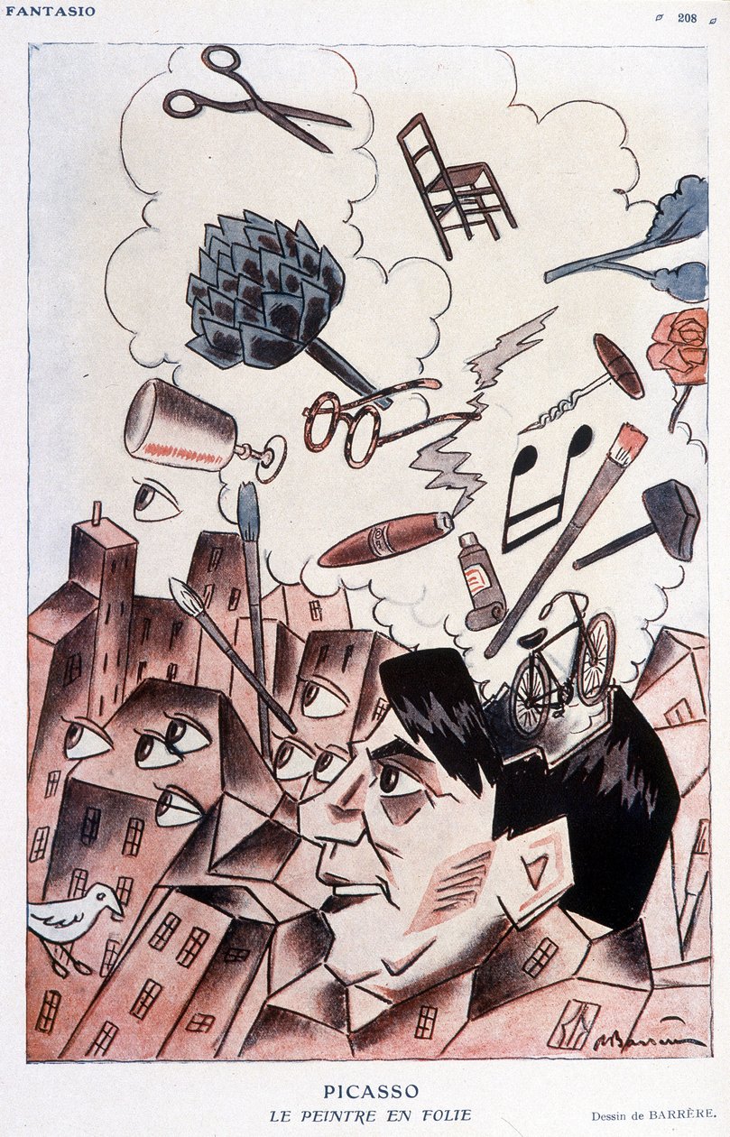 Humoristisk teckning på Pablo Picasso av Barrère - i "" Fantasio", från 1928-11-15. av Adrien Barrere