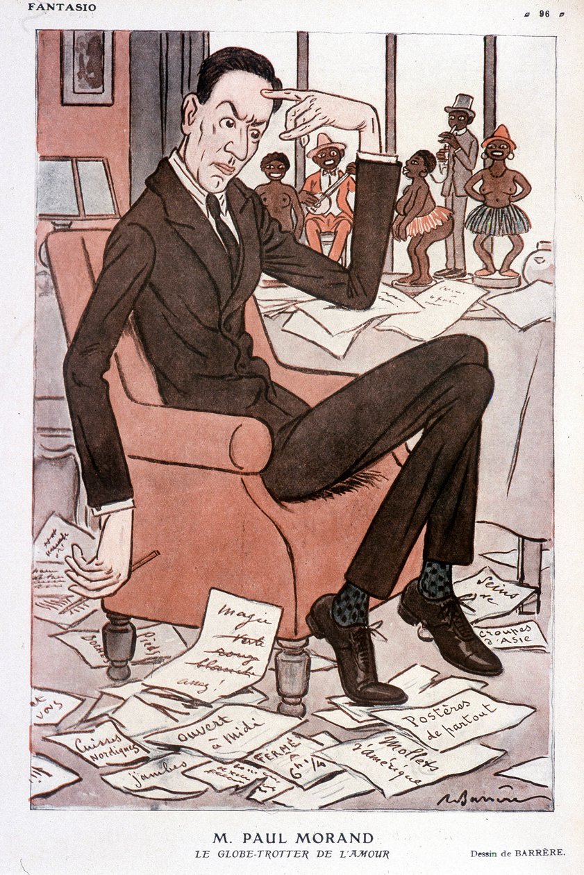 Humoristiskt porträtt av Paul Morand - av Barrère i "Fantasio"" från 1928-09-15 av Adrien Barrere