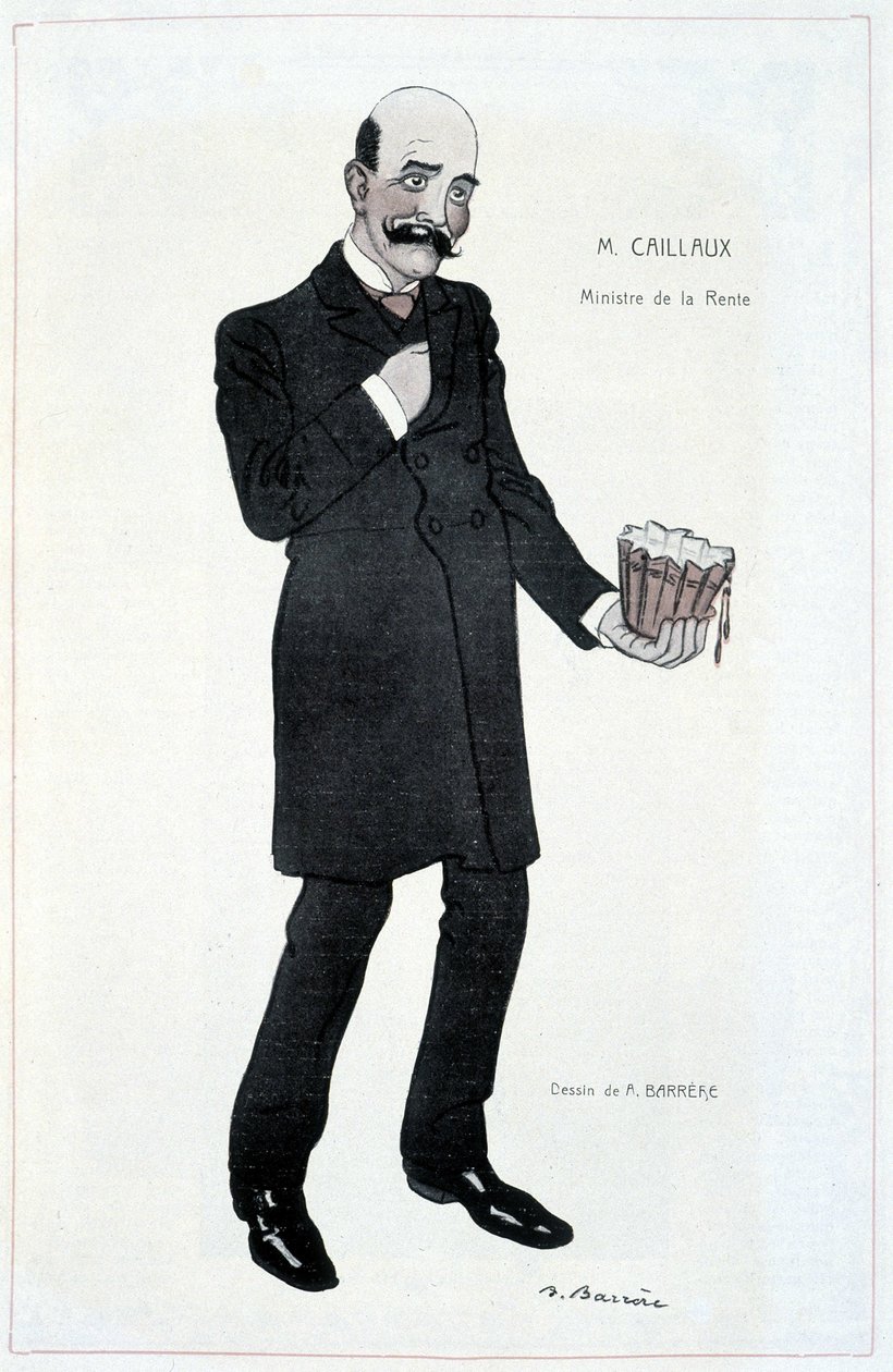 Joseph Caillaux, hyresminister - Illustration av Adrien Barrere (1877-1931) i "" Fantasio"" av 1907-02-15 av Adrien Barrere