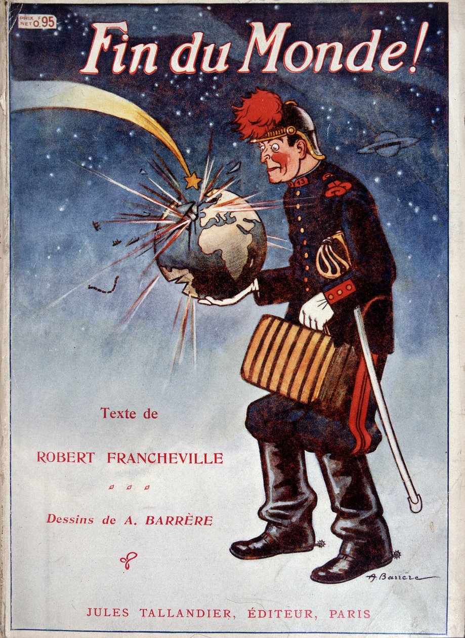 La terre träffad av en komet - Omslag till boken "" End of the world "" av Francheville, ill. av A. Barrere, Tallandier av Adrien Barrere