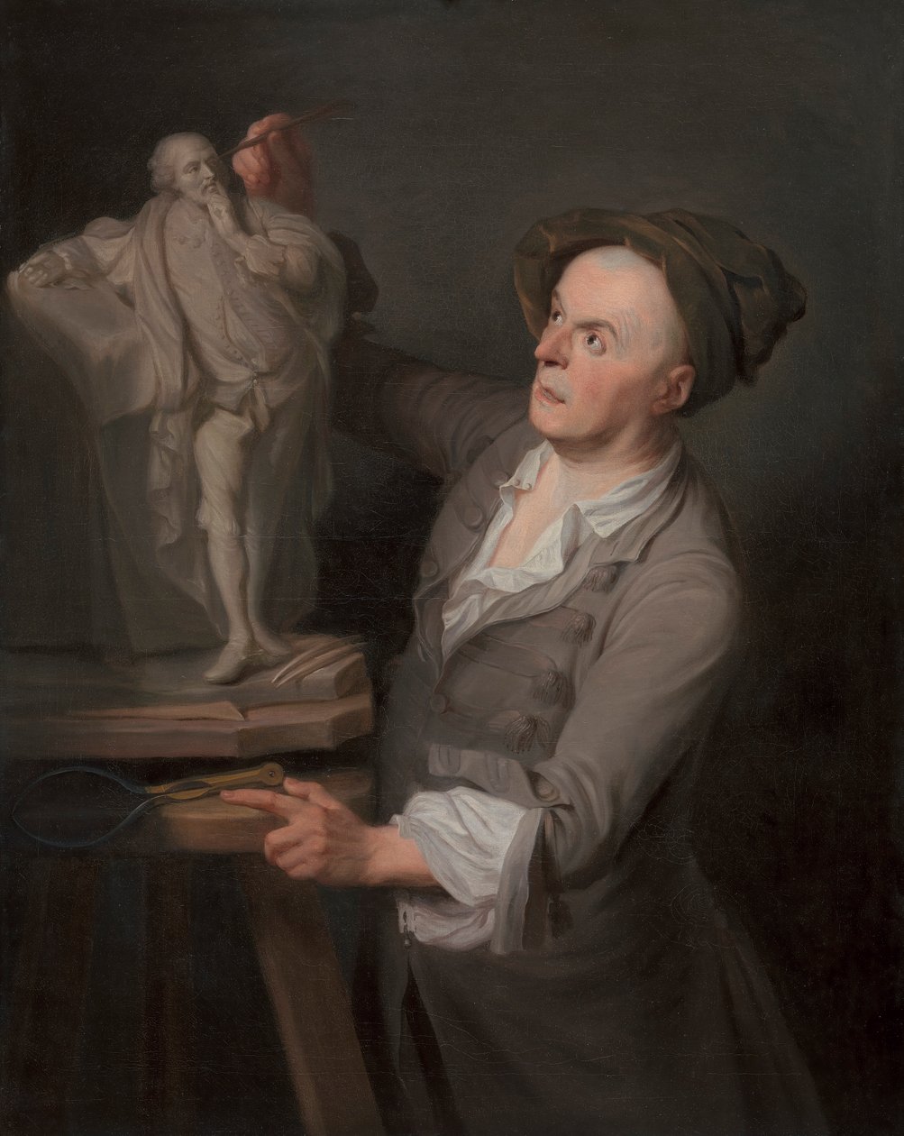 Louis-Francois Roubiliac modellerar sitt monument till Shakespeare av Adrien Carpentiers