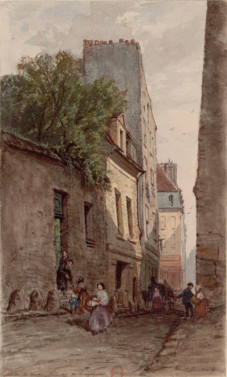 Diakonens hus François de Pâris (1690-1727), Paris, rue des Bourguignons (numera boulevard de Port-Royal). Teckning av Adrien Dauzats (1804-1868) av Adrien Dauzats