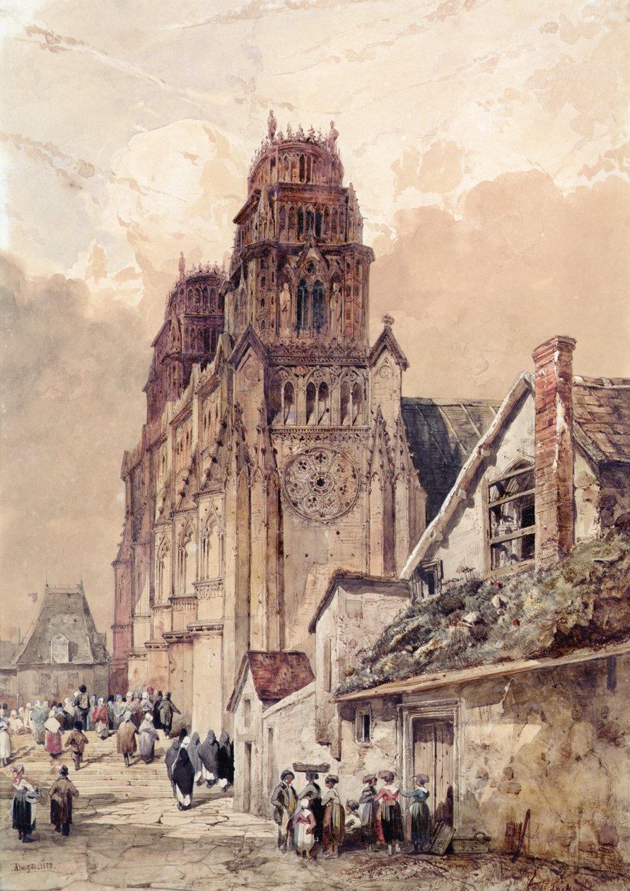 Orleans katedral, 1832 (wc på papper) av Adrien Dauzats