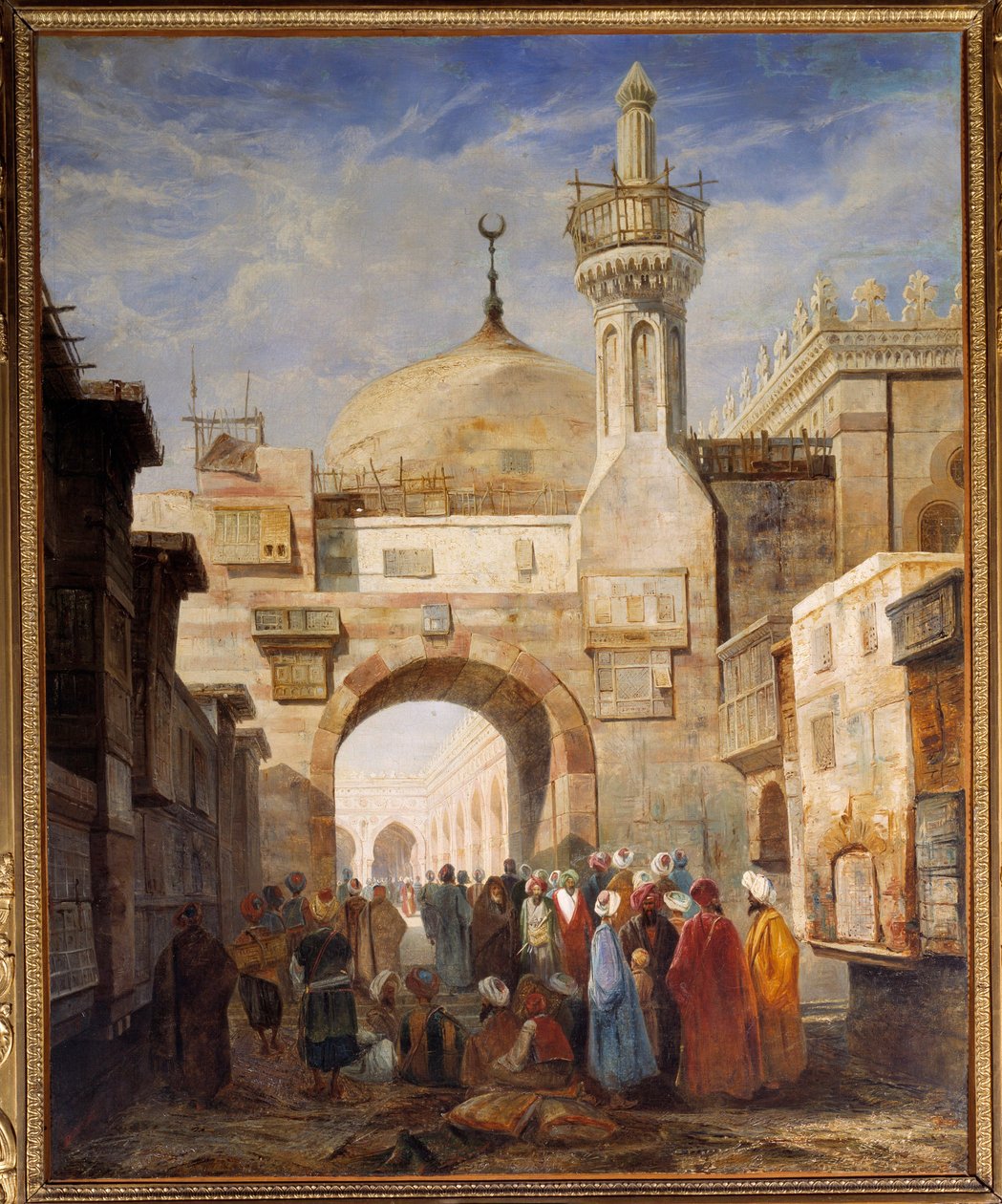 Utsikt över en moské i Kairo Målning av Adrien Dauzats (1804-1868) Blois från 1800-talet, Museum of Fine Arts av Adrien Dauzats