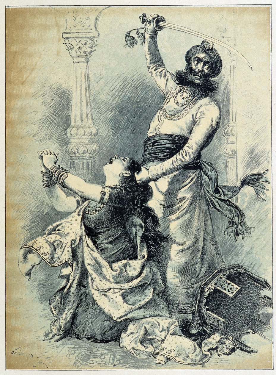Beard Bleue - i "Les Tales de Fées"" av Charles Perrault, illustrationer av Adrien Marie av Adrien Emmanuel Marie