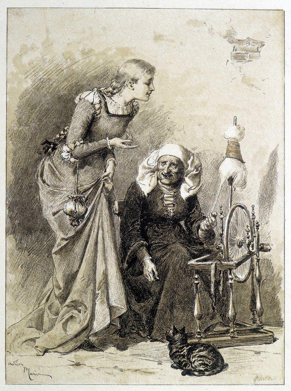 Törnrosa - i "Les Contes de Fées"" av Charles Perrault, illustrationer av Adrien Marie av Adrien Emmanuel Marie
