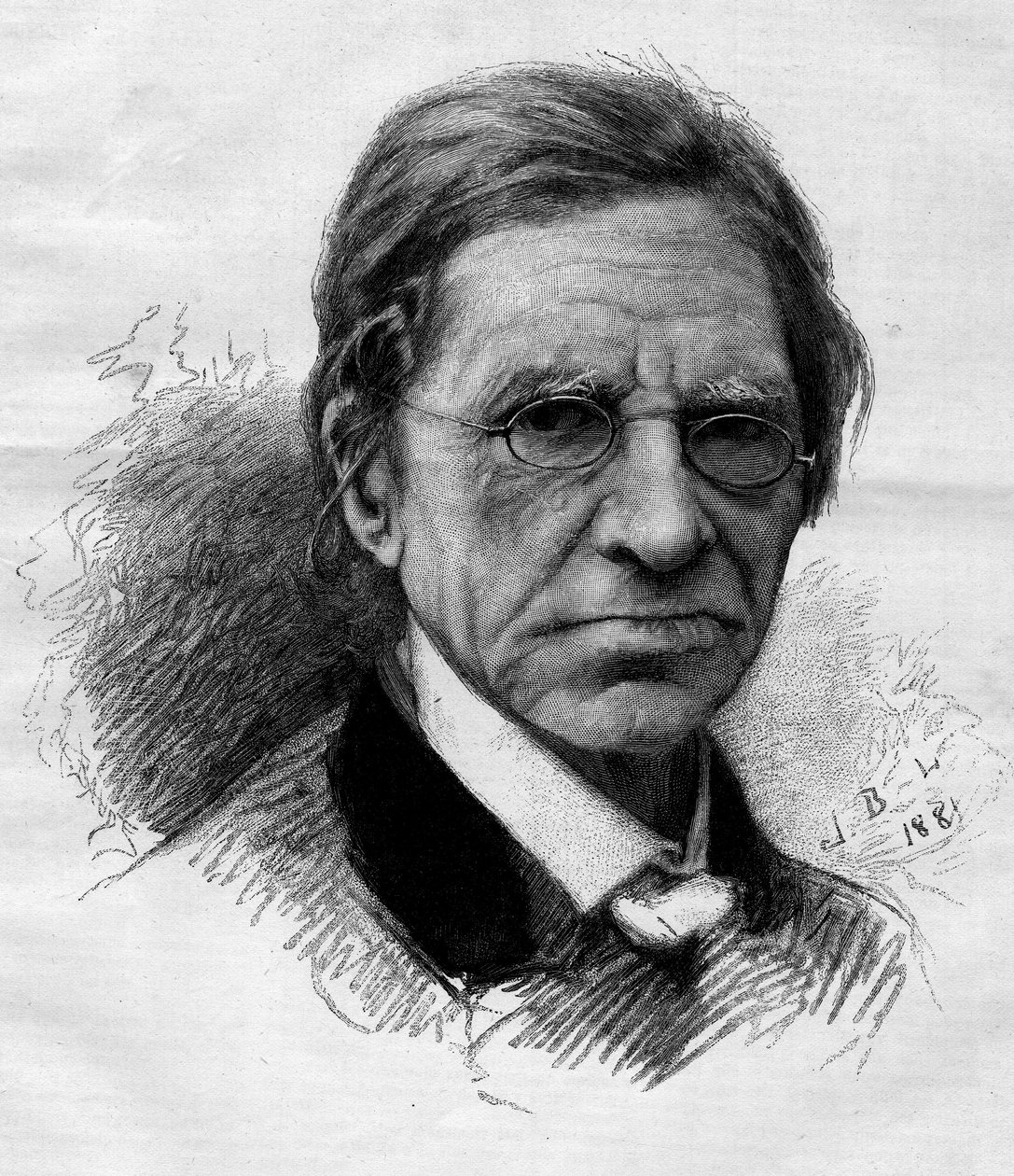Porträtt av Emile Littre (1801-1881), fransk filolog, läkare och politiker. Gravyr av Adrien Marie i "" The Illustrous World"" nr 1263 av 11 juni av Adrien Emmanuel Marie