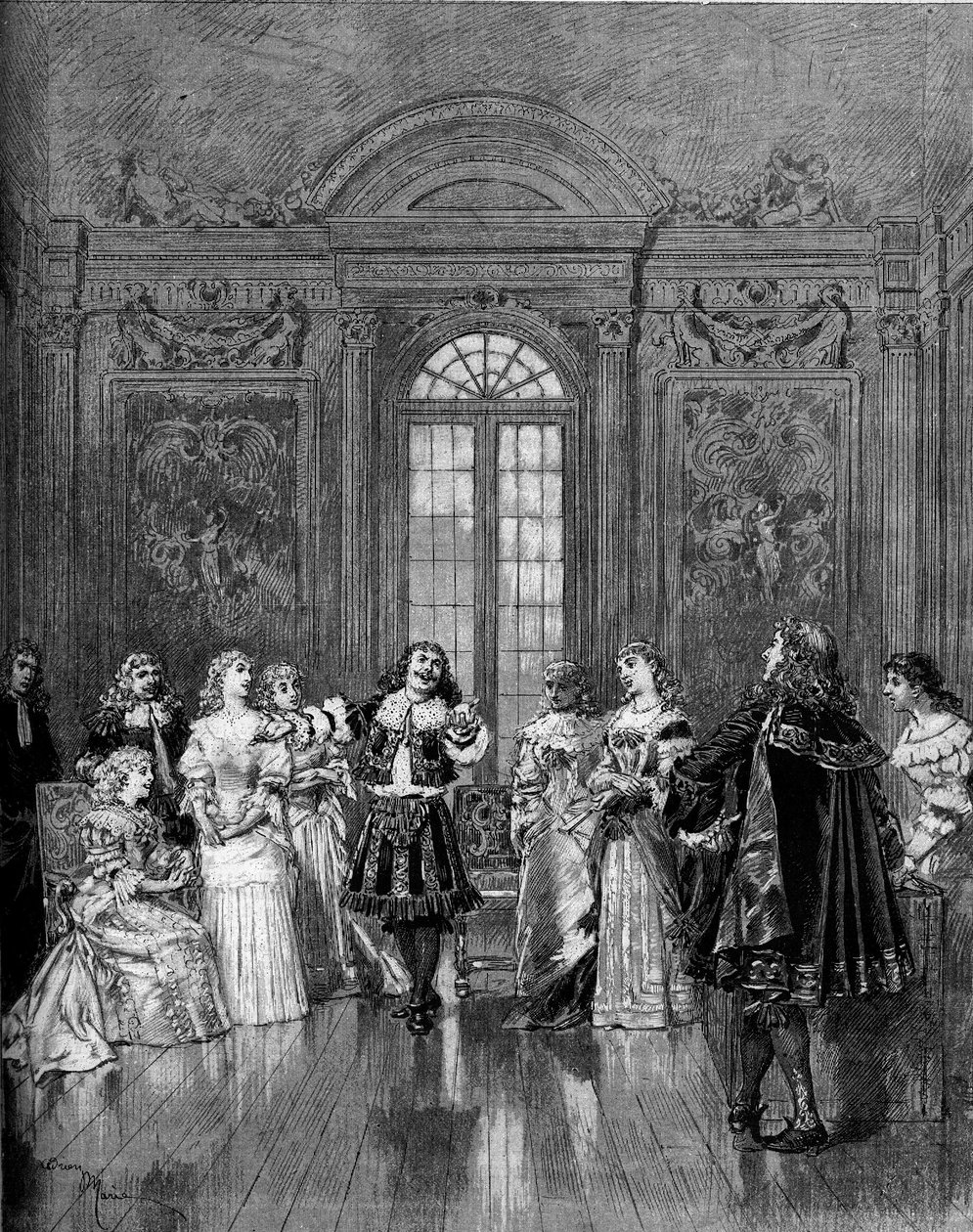 Teaterrepresentation: "The impromptu of Versailles"" av Moliere. Paris, Comedie Francaise av Adrien Emmanuel Marie