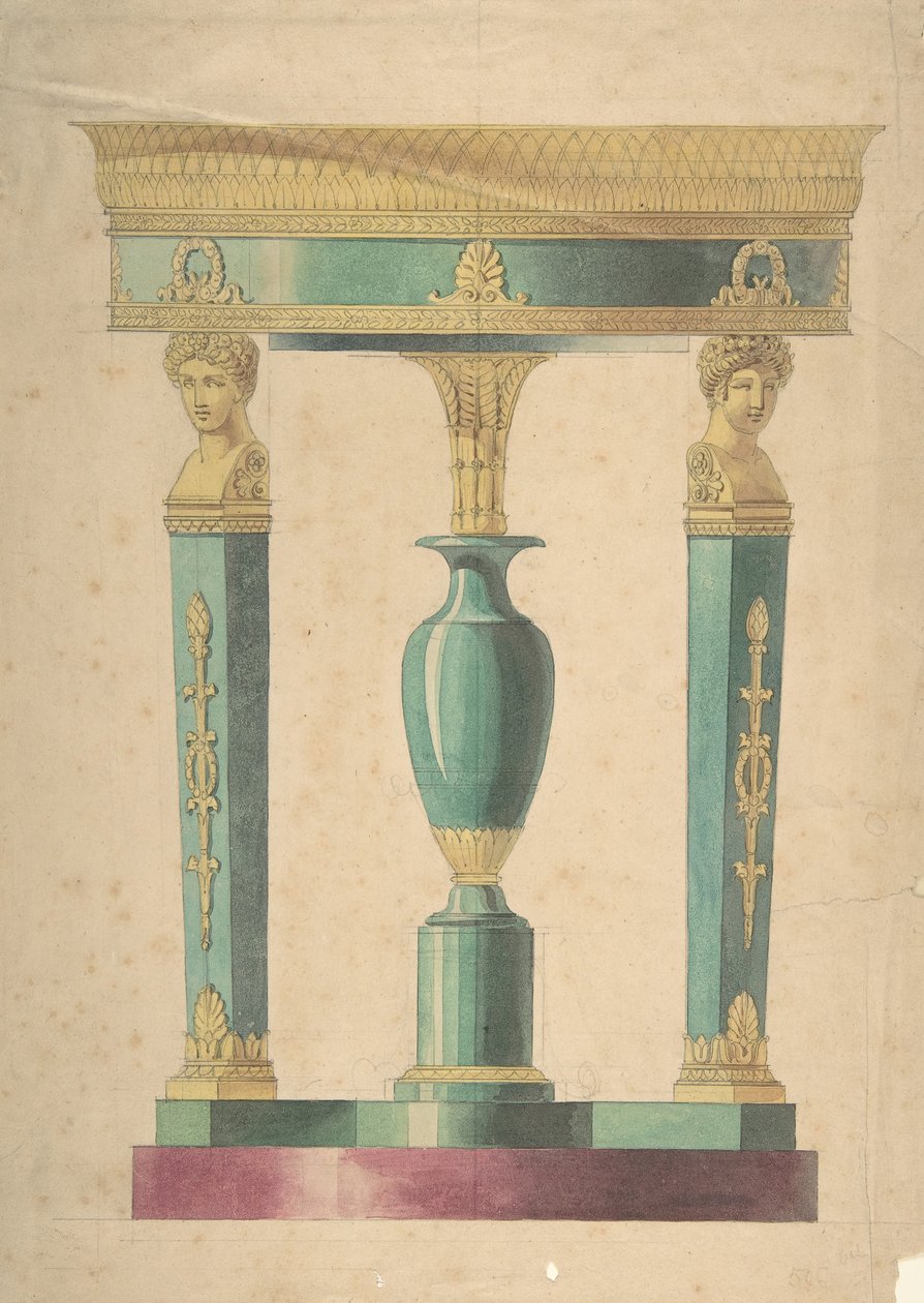 Design för ett bord, tidigt 1800-tal. av Adrien Louis Marie Cavelier.