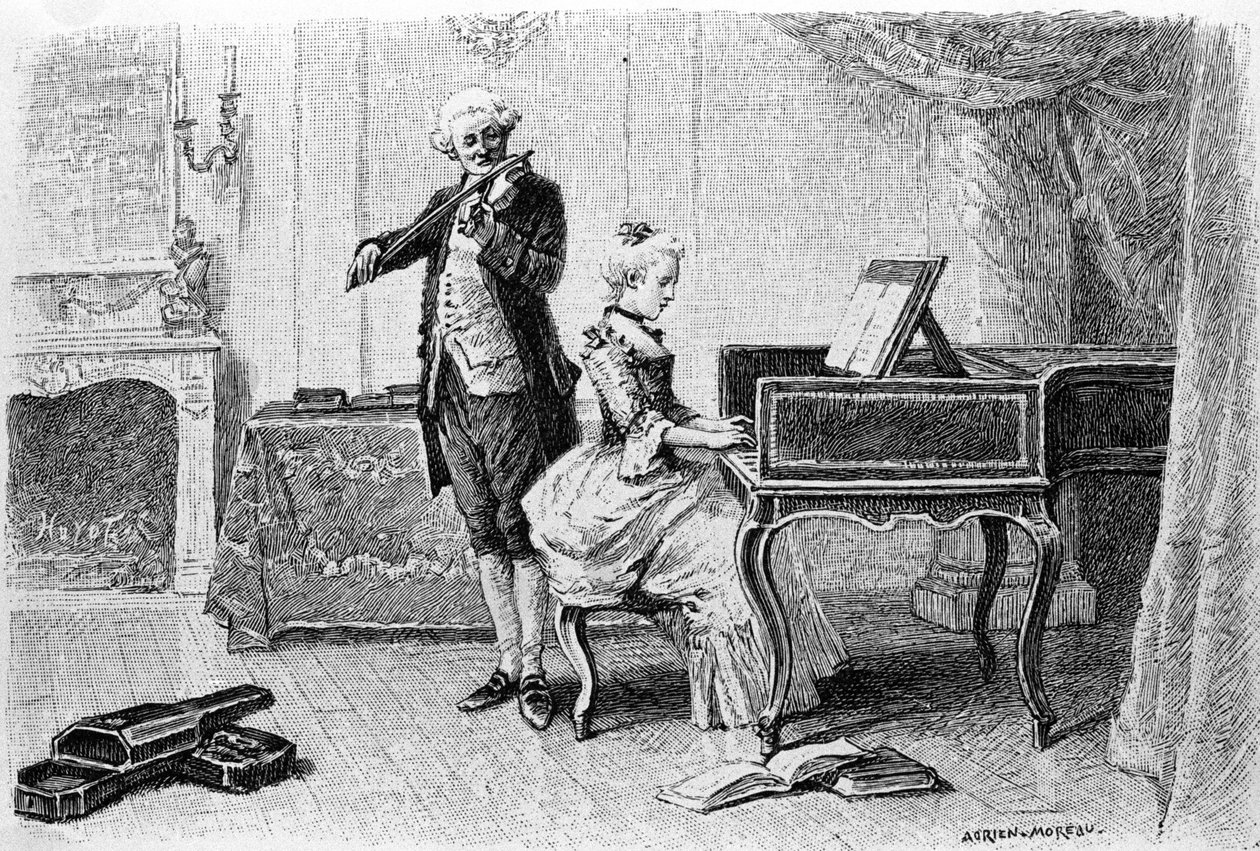 Gravyr av Adrien Moreau (1843-1906) som illustrerar "" Candide"" av Francois Marie Arouet dit Voltaire (1694-1778). av Adrien Moreau